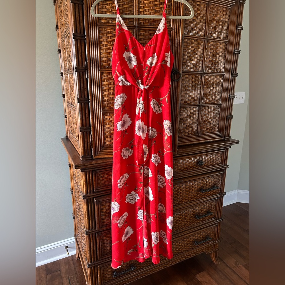 Lush Red and White Floral Dress